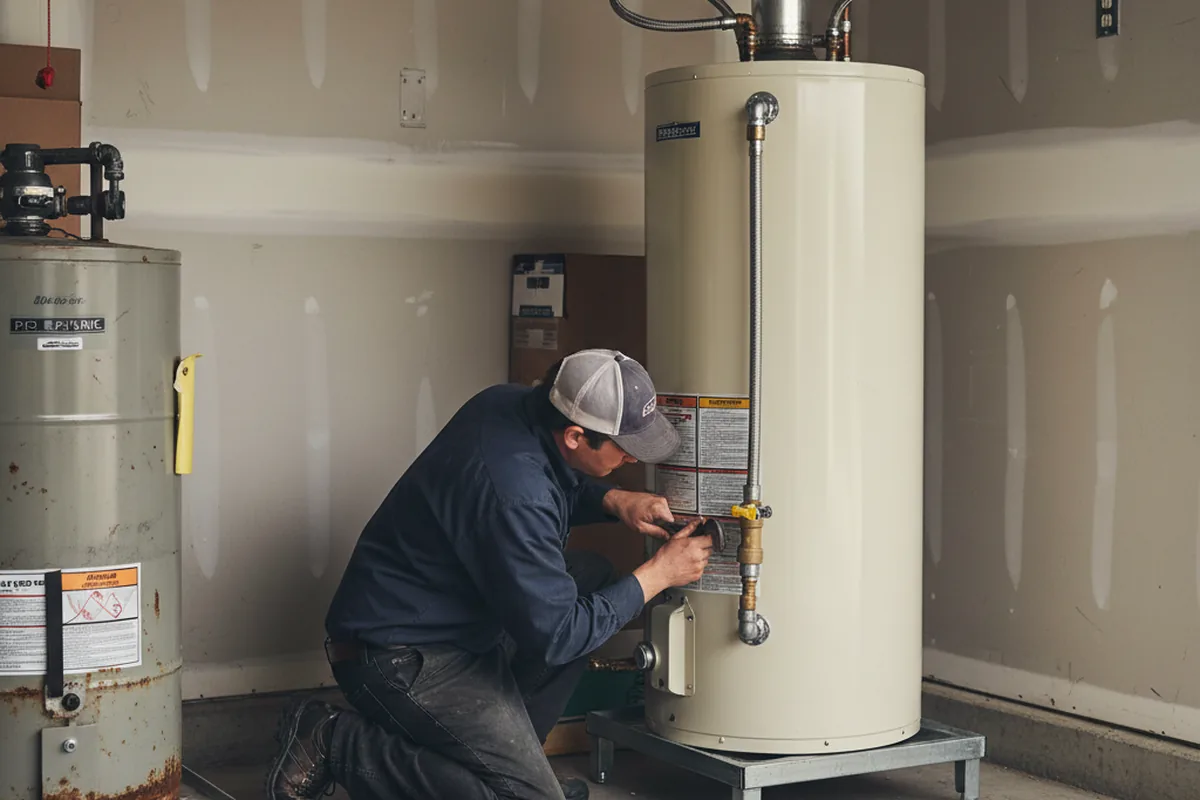 Water heater and shutoff valve replacement in Stanford